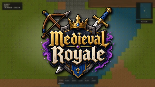 Medieval Royale Shrine Grove gameplay with cursed trees, loot, and a glowing shrine.