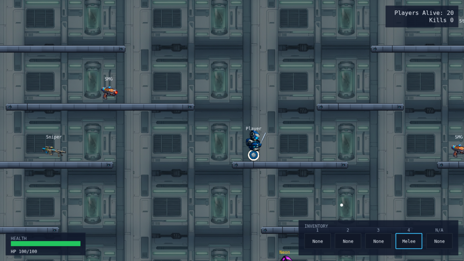Rumble Galaxy practice match in a space-station arena